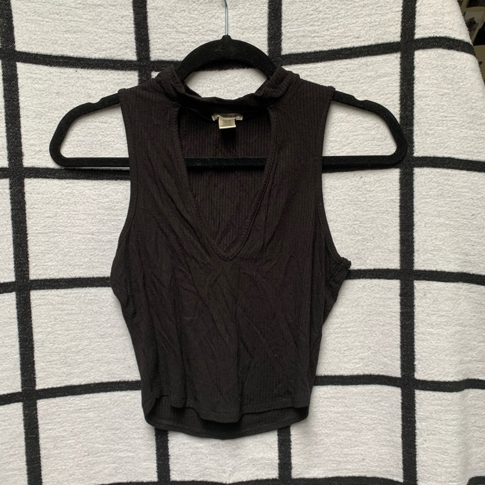 Black ribbed tank